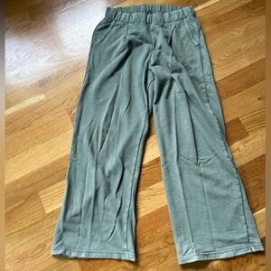 Aerie New Heights Fleece Trouser - Sage Green Wide Leg Sweatpants